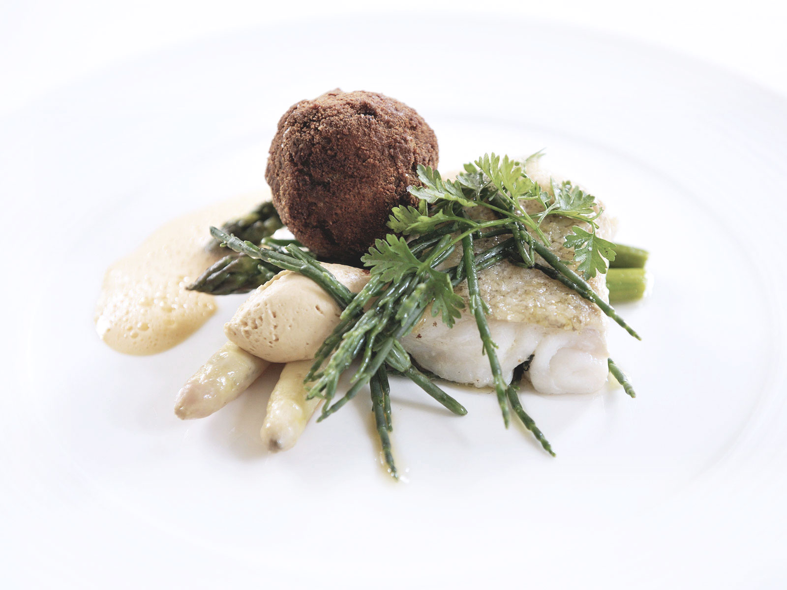 Sea Bass on bed of spinach and cream sauce